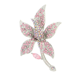 Flower Brooch-Pin With Crystal Accents Silver-Tone & Multi Colored #LQP1167
