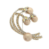 Silver-Tone & Yellow Colored Metal Brooch-Pin With Crystal Accents #LQP1168