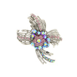 Silver-Tone & Multi Colored Metal Brooch-Pin With Crystal Accents #LQP1171