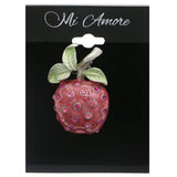 Apple Fruit Brooch-Pin With Crystal Accents Silver-Tone & Pink Colored #LQP1173