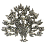 Peacock Exotic Brooch-Pin w/Crystal Accents Silver-Tone & Gray Colored #LQP1184