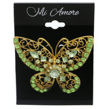 Butterfly Brooch-Pin With Crystal Accents Gold-Tone & Green Colored #LQP1189