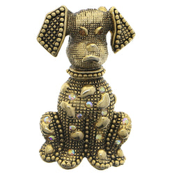 Dog Pet AB Finish Brooch-Pin w/Crystal Accents Gold-Tone Multi Colored #LQP1196