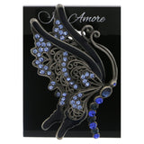 Butterfly Brooch-Pin With Crystal Accents Silver-Tone & Blue Colored #LQP1199