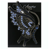 Butterfly Brooch-Pin With Crystal Accents Silver-Tone & Blue Colored #LQP1200