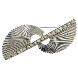Silver-Tone & Clear Colored Metal Brooch-Pin With Crystal Accents #LQP1203