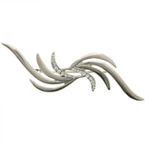 Silver-Tone & Clear Colored Metal Brooch-Pin With Crystal Accents #LQP1207