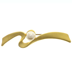 Pearl Brooch-Pin Gold-Tone Color  #LQP1210