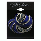 Silver-Tone & Blue Colored Metal Brooch-Pin With Crystal Accents #LQP1211