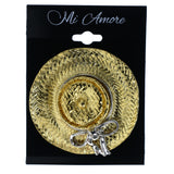 Sun Hat Bow Brooch-Pin Gold-Tone & Silver-Tone Colored #LQP1219