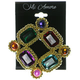 square Brooch Pin With Colorful Accents  Gold-Tone Color #LQP12