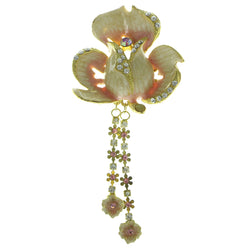 Mi Amore Flowers Brooch-Pin Gold-Tone/Pink