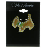 Mi Amore Dog Brooch-Pin Gold-Tone/Orange