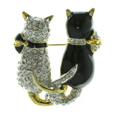 Mi Amore Backside Of Two Cats Brooch-Pin Gold-Tone/Black