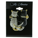 Mi Amore Backside Of Two Cats Brooch-Pin Gold-Tone/Black