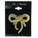 Mi Amore Rope Bow Brooch-Pin Silver-Tone & Gold-Tone