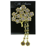 Mi Amore Tree Flowers Brooch-Pin Gold-Tone & Yellow
