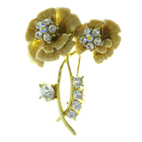 Mi Amore Flowers Brooch-Pin Gold-Tone/Yellow