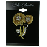 Mi Amore Flowers Brooch-Pin Gold-Tone/Yellow