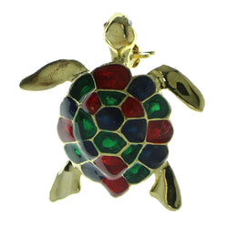 Mi Amore Turtle Brooch-Pin Gold-Tone/Multicolor