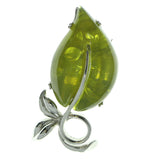 Mi Amore Leaf Brooch-Pin Silver-Tone/Green