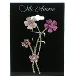 Mi Amore Flowers Brooch-Pin Silver-Tone/Pink