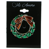 Mi Amore Christmas Wreath Brooch-Pin Silver-Tone/Multicolor