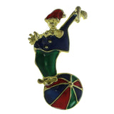 Mi Amore Clown Brooch-Pin Gold-Tone/Multicolor