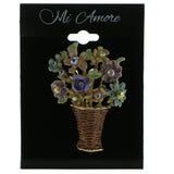 Mi Amore Flowers Brooch-Pin Gold-Tone/Multicolor