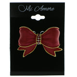 Mi Amore Bow Brooch-Pin Gold-Tone/Red