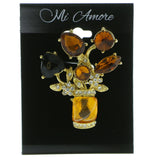 Mi Amore Assorted Shaped Bouquet Design Brooch-Pin Gold-Tone/Yellow