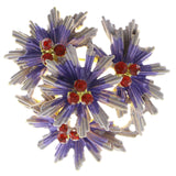 Mi Amore Flowers Brooch-Pin Gold-Tone/Purple