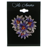 Mi Amore Flowers Brooch-Pin Gold-Tone/Purple