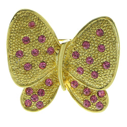 Mi Amore Butterfly Brooch-Pin Gold-Tone/Pink