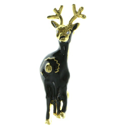 Mi Amore Deer Brooch-Pin Gold-Tone/Black