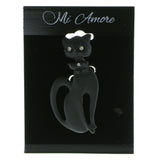 Mi Amore Cat Brooch-Pin Silver-Tone/Black