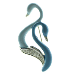 Mi Amore Swan Brooch-Pin Silver-Tone/Blue