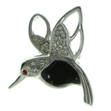 Mi Amore Humming Bird Brooch-Pin Silver-Tone/Black