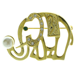 Mi Amore Elephant Cut Out Brooch-Pin Gold-Tone