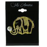 Mi Amore Elephant Cut Out Brooch-Pin Gold-Tone