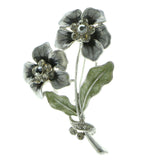 Mi Amore Flower Brooch-Pin Silver-Tone/Gray