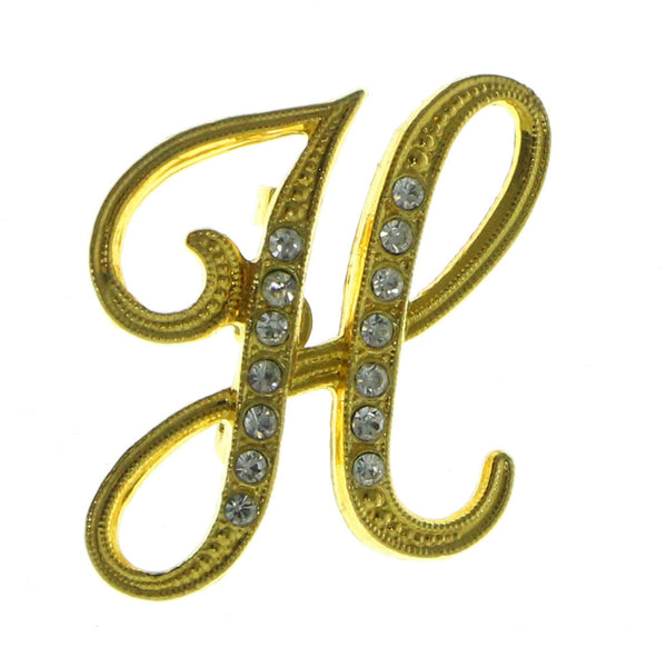 Mi Amore Initial H Brooch-Pin Gold-Tone