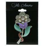 Mi Amore Flower Brooch-Pin Silver-Tone/Multicolor