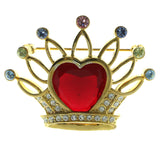 Mi Amore Crown Brooch-Pin Gold-Tone/Multicolor