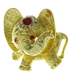 Mi Amore Elephant Brooch-Pin Gold-Tone/Red