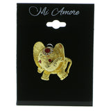 Mi Amore Elephant Brooch-Pin Gold-Tone/Red