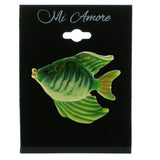Mi Amore Fish Brooch-Pin Silver-Tone/Green