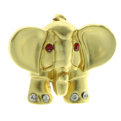 Mi Amore Baby Elephant Brooch-Pin Gold-Tone/Red