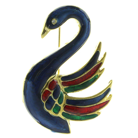 Mi Amore Swan Brooch-Pin Gold-Tone/Multicolor