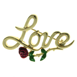 Mi Amore Love Rose Brooch-Pin Gold-Tone & Multicolor